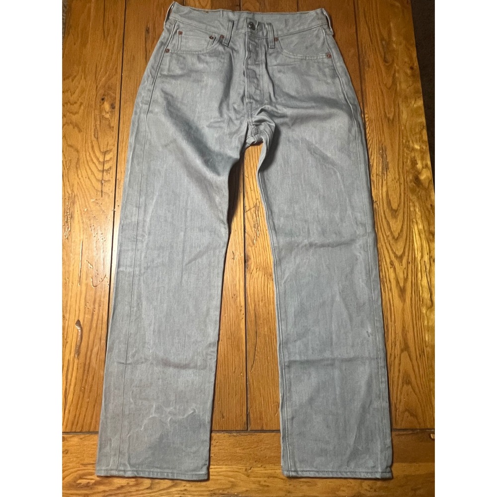 Levis 501 Original Fit Grey Button Fly Straight Leg Denim Jeans Mens 29x27.5